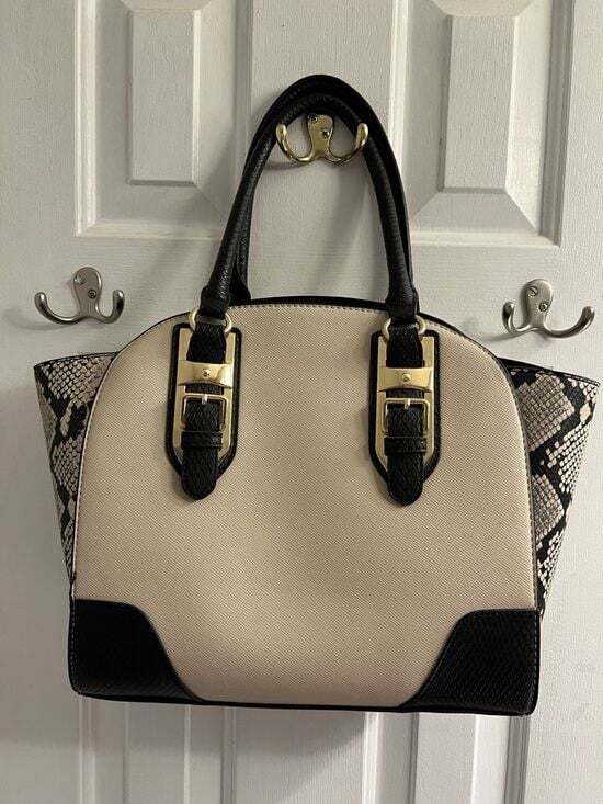 Apt. 9 Handbags - Apt. 9 Structured Two-Tone Dome Satchel Handbag - Black & Cream